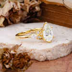 Vintage Pear Cut Moissanite Three Side Stone Engagement Ring with Accents - Additional view