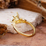 Vintage Pear Cut Moissanite Three Side Stone Engagement Ring with Accents - Additional view