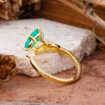Vintage Pear Cut Emerald Three Side Stone Engagement Ring with Accents - Additional view