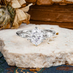 Nature Inspired 6 Prong Leaf Oval Cut Moissanite Engagement Ring - Additional view