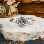 Nature Inspired 6 Prong Leaf Oval Cut Black Rutilated Quartz Engagement Ring - Additional view