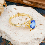 Nature Inspired 6 Prong Leaf Oval Cut Sapphire Engagement Ring - Additional view