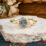 Nature Inspired 6 Prong Leaf Oval Cut Black Rutilated Quartz Engagement Ring - Additional view