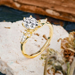 Nature Inspired 6 Prong Leaf Oval Cut Lab Diamond Engagement Ring - Additional view