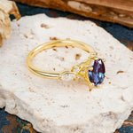 Nature Inspired 6 Prong Leaf Oval Cut Alexandrite Engagement Ring - Additional view