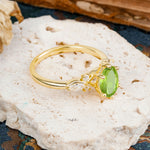 Nature Inspired 6 Prong Leaf Oval Cut Peridot Engagement Ring - Additional view