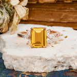 Vintage Emerald Cut Citrine Side Stone Engagement Ring with Marquise Accents - Additional view