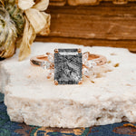 Vintage Emerald Cut Black Rutilated Quartz Side Stone Engagement Ring with Marquise Accents - Additional view