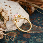 Vintage Emerald Cut Fire Opal Side Stone Engagement Ring with Marquise Accents - Additional view