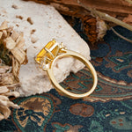 Vintage Emerald Cut Citrine Side Stone Engagement Ring with Marquise Accents - Additional view