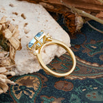 Vintage Emerald Cut Aquamarine Side Stone Engagement Ring with Marquise Accents - Additional view