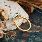Vintage Emerald Cut Alexandrite Side Stone Engagement Ring with Marquise Accents - Additional view