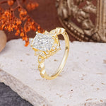 Classic Sparkling Radiant Cut Moissanite Engagement Ring with Vintage Halo    - Additional view