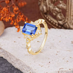 Classic Sparkling Radiant Cut Sapphire Engagement Ring with Vintage Halo    - Additional view