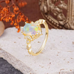 Classic Sparkling Radiant Cut Fire Opal Engagement Ring with Vintage Halo    - Additional view