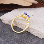 Classic Sparkling Radiant Cut Tanzanite Engagement Ring with Vintage Halo    - Additional view