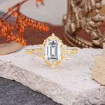 Classic Sparkling Radiant Cut Lab Diamond Engagement Ring with Vintage Halo    - Additional view
