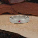 Vintage Starburst Single Ruby Domed Wedding Band - Additional view