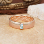 Vintage Emerald Cut Single Moss Agate Domed Wedding Band - Additional view
