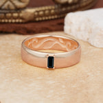 Vintage Emerald Cut Single Black Onyx Domed Wedding Band - Additional view