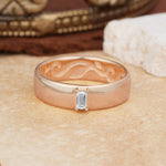 Vintage Emerald Cut Single Lab Diamond Domed Wedding Band - Additional view