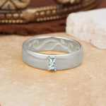 Vintage Emerald Cut Single Moss Agate Domed Wedding Band - Additional view