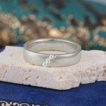 Vintage Three Stone Diagonal Moissanite Wedding Band - Additional view