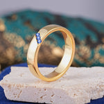 Vintage Three Stone Diagonal Sapphire Wedding Band - Additional view