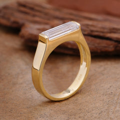 Rectangular Cut Moissanite Engagement Men's ring