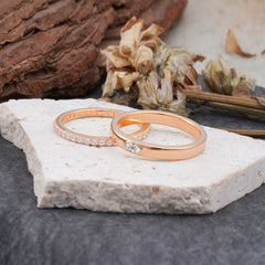 Couple Matching Lab Diamond Rings-Elegant Minimalist Bands for Him & Her