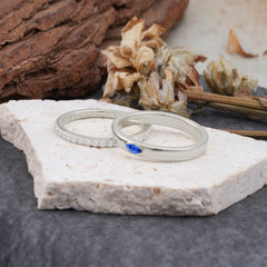 Couple Matching Sapphire Rings-Elegant Minimalist Bands for Him & Her