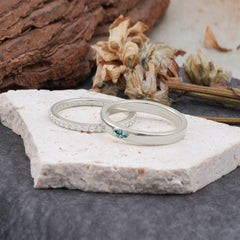 Couple Matching Moss Agate Rings-Elegant Minimalist Bands for Him & Her