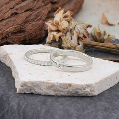 Couple Matching Lab Diamond Rings-Elegant Minimalist Bands for Him & Her