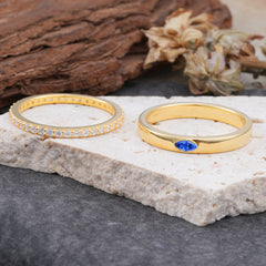 Couple Matching Sapphire Rings-Elegant Minimalist Bands for Him & Her