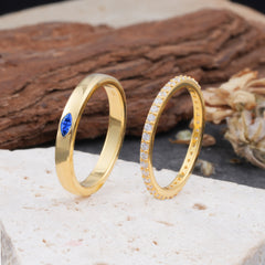 Couple Matching Sapphire Rings-Elegant Minimalist Bands for Him & Her