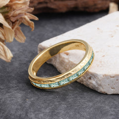 Round Cut Moss Agate Engagement Men's ring