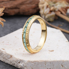 Round Cut Moss Agate Engagement Men's ring