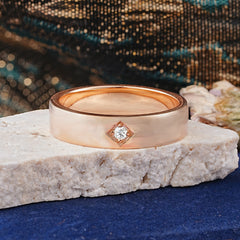 Minimalist Diamond-Shaped Moissanite Mens Engagement Rings