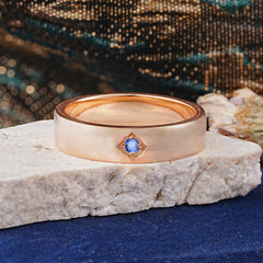 Minimalist Diamond-Shaped Sapphire Mens Engagement Rings