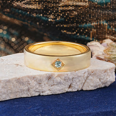 Minimalist Diamond-Shaped Moss Agate Mens Engagement Rings