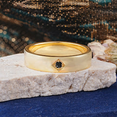 Minimalist Diamond-Shaped Black Onyx Mens Engagement Rings