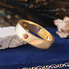 Minimalist Diamond-Shaped Ruby Mens Engagement Rings