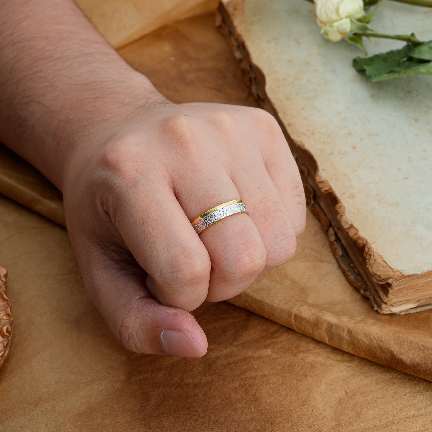 Vintage Inner Engraved Men's Wedding Band - Additional view