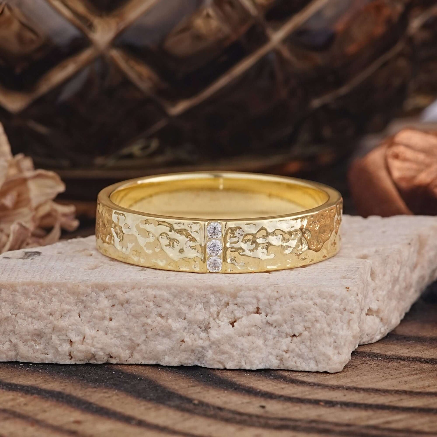 Retro-Inspired Round Cut Moissanite Mens Engagement Rings