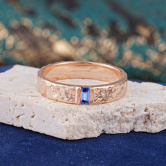 Retro-Inspired Luxury Emerald Cut Sapphire Mens Wedding Rings