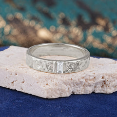 Retro-Inspired Luxury Emerald Cut Moissanite Mens Wedding Rings