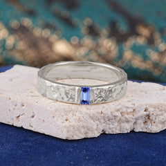 Retro-Inspired Luxury Emerald Cut Sapphire Mens Wedding Rings