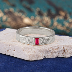 Retro-Inspired Luxury Emerald Cut Ruby Mens Wedding Rings