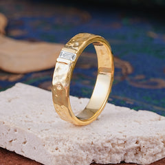 Retro-Inspired Luxury Emerald Cut Moissanite Mens Wedding Rings