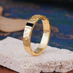 Retro-Inspired Luxury Emerald Cut Black Onyx Mens Wedding Rings